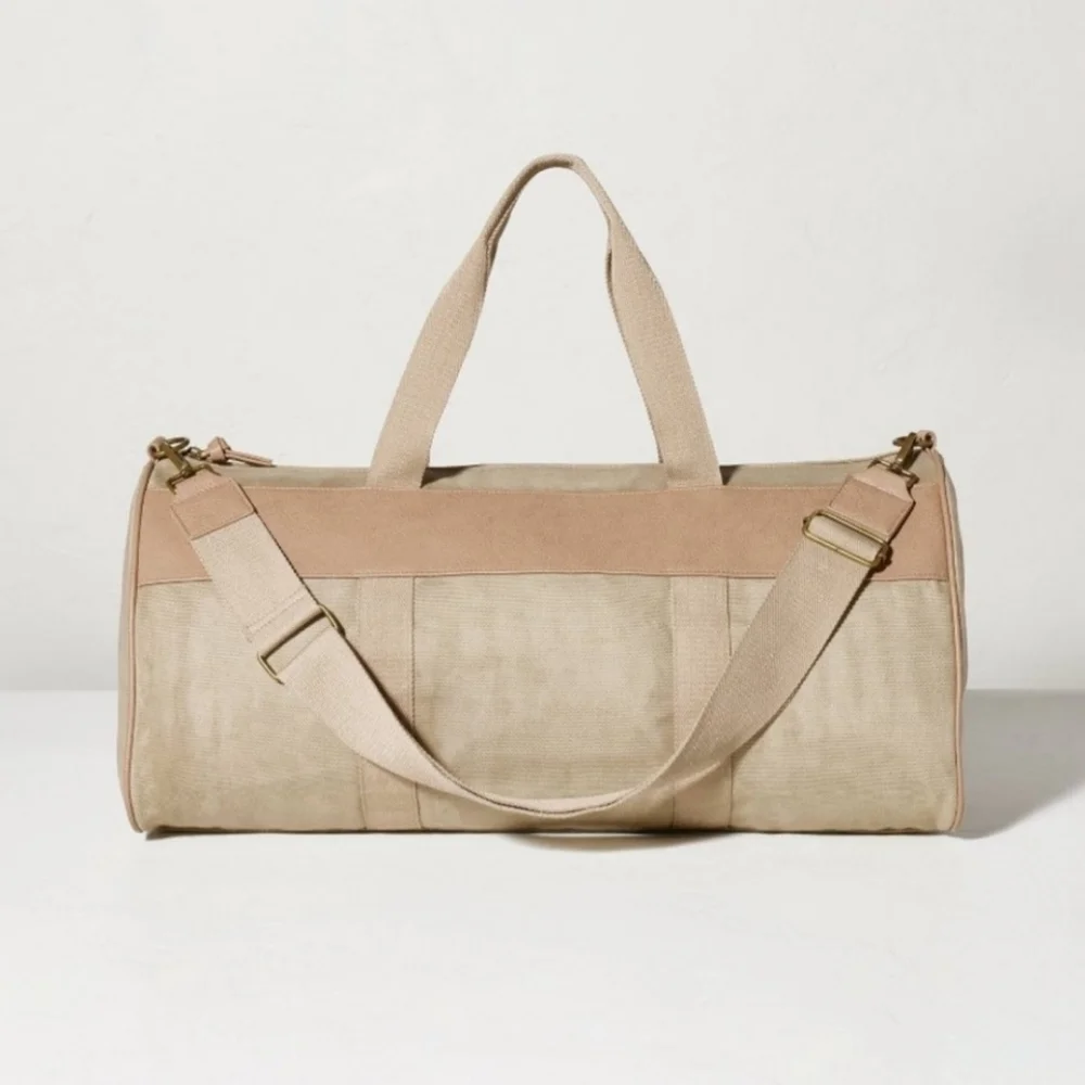 Hearth & Hand with Magnolia Waxed Canvas Travel Duffel Bag Khaki